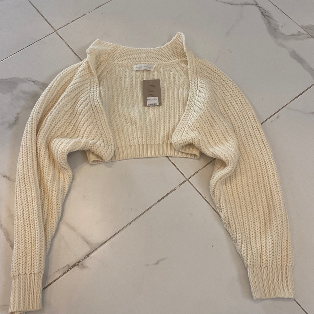 Knit collared shrug sweater